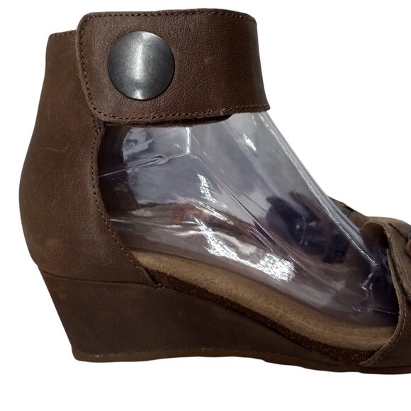 Aetrex Becca Woven Leather Wedge Comfort Sandals Size 38 US 7.5-8 Beige Ankle - Picture 14 of 15